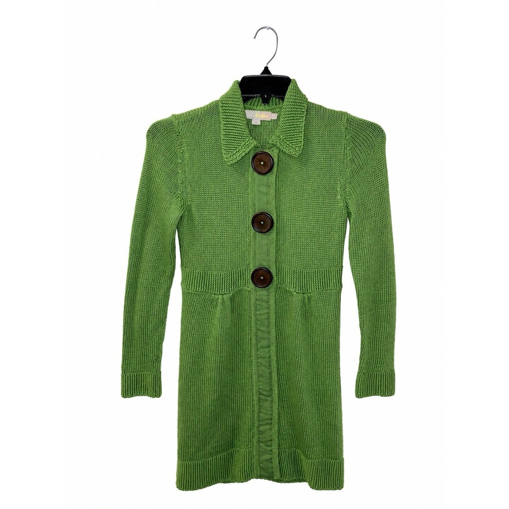 BODEN Sweater Coat Cardigan Duster Kelly Green US Size 4 Cotton